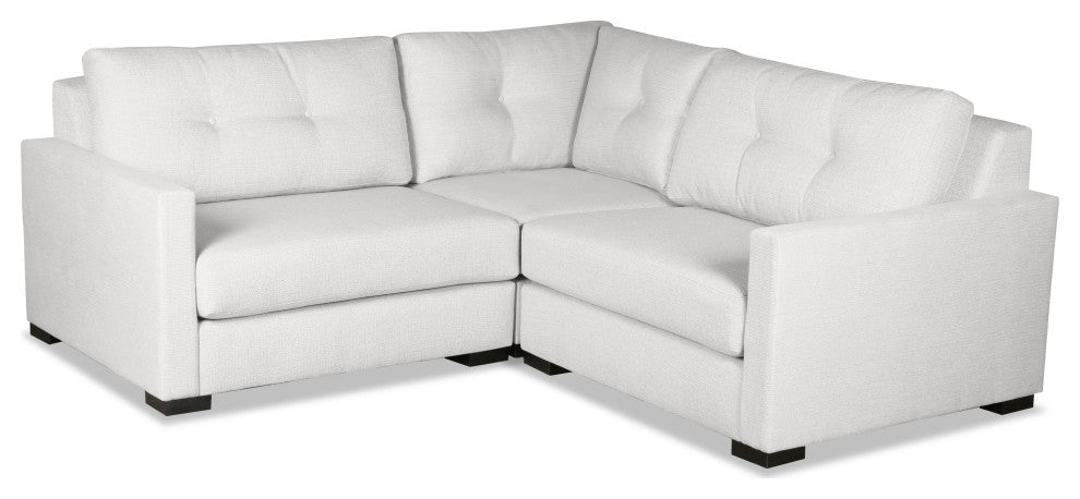Nativa Interiors Chester Sectional Mini, White, 3 Pieces, Design: Buttoned / Cus