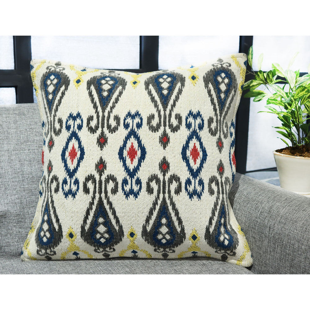 Off-White Machine Woven Herrin Throw Pillow, 20" x 20"