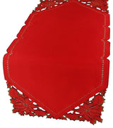 Holiday Spirit Embroidered Cutwork Christmas Table Runner, Red, 12''x28''