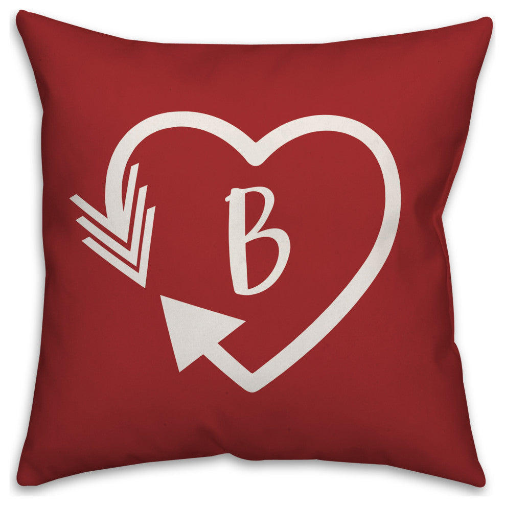 Heart Monogram - B 18x18 Indoor / Outdoor Pillow