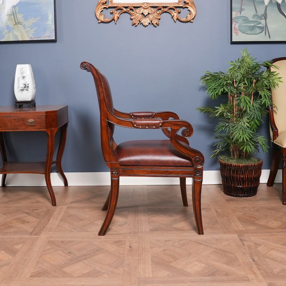 Regency Mahogany and Leather Arm Chair