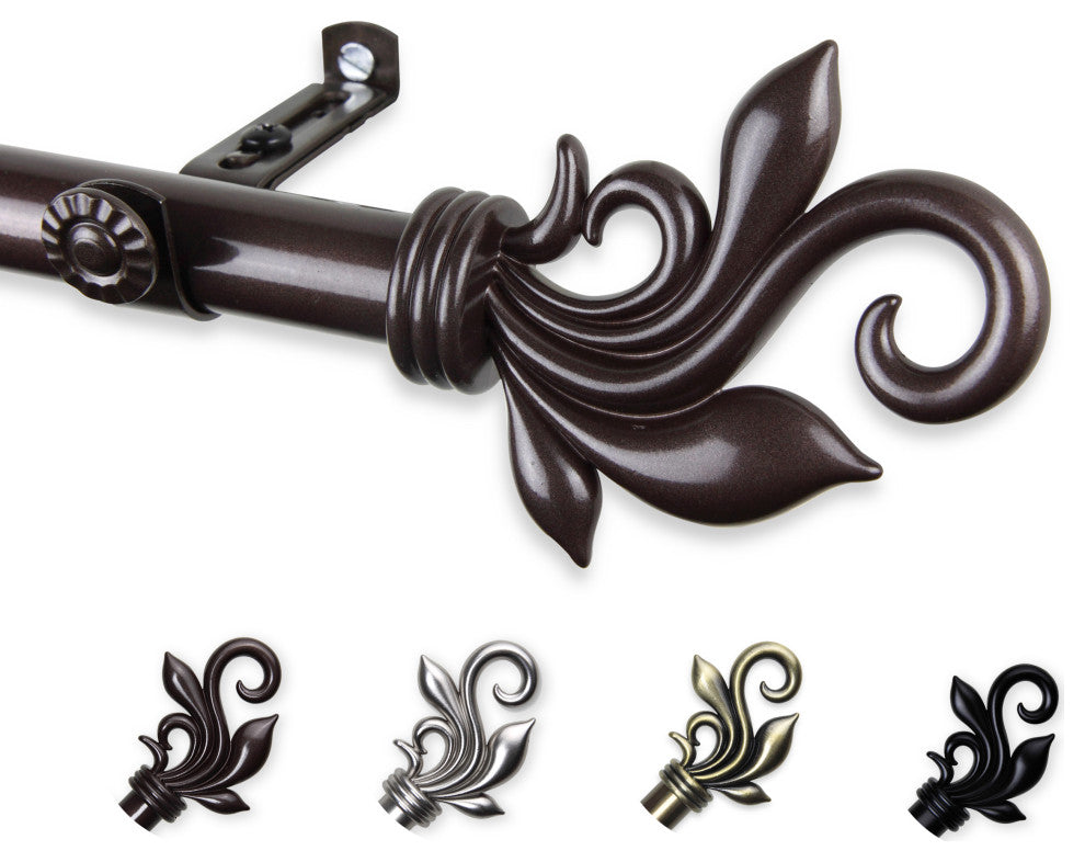 Giles 13/16 inch dia. Curtain Rod, Cocoa, 66-120"