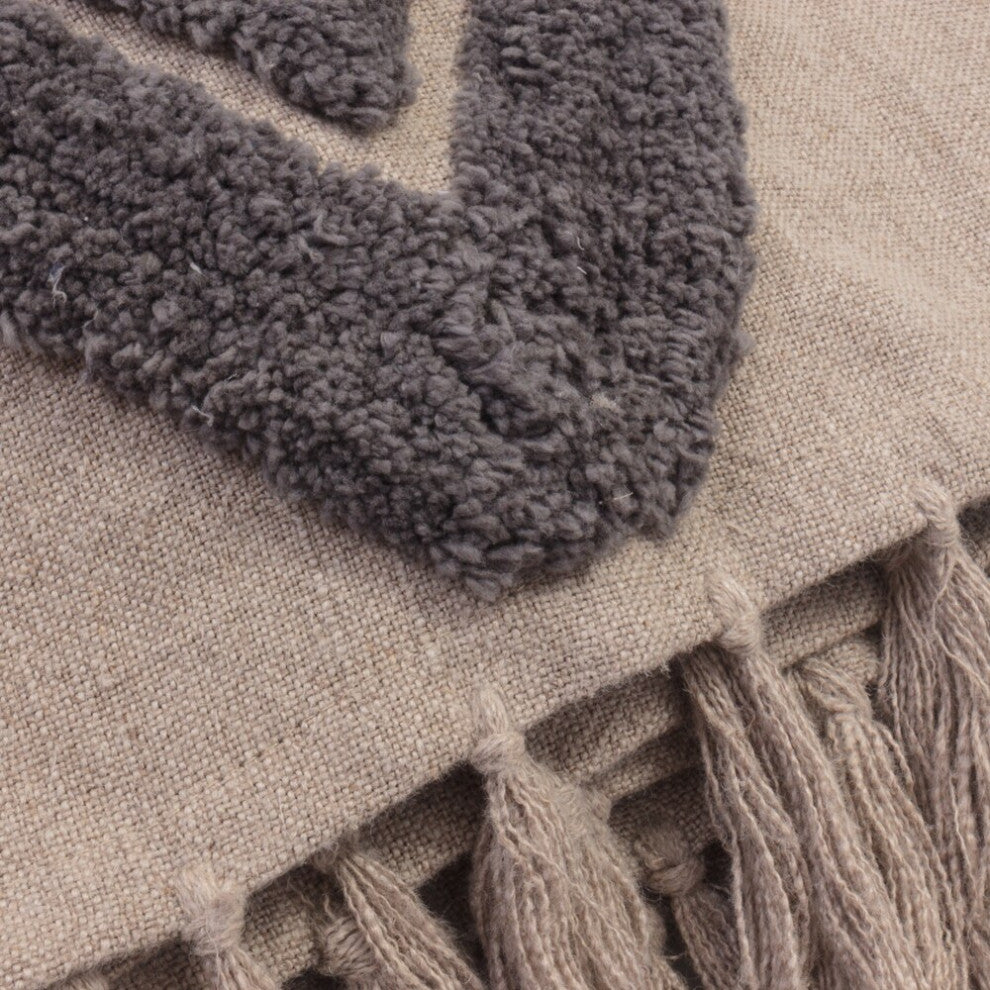 Arcadin Linen Throw Blanket, Charcoal
