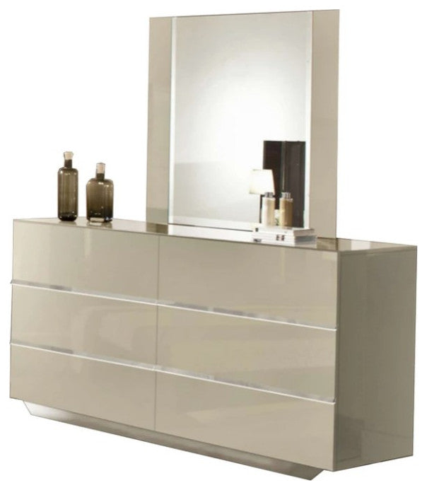 HomeRoots 45" Beige MDF Glass and Veneer Mirror