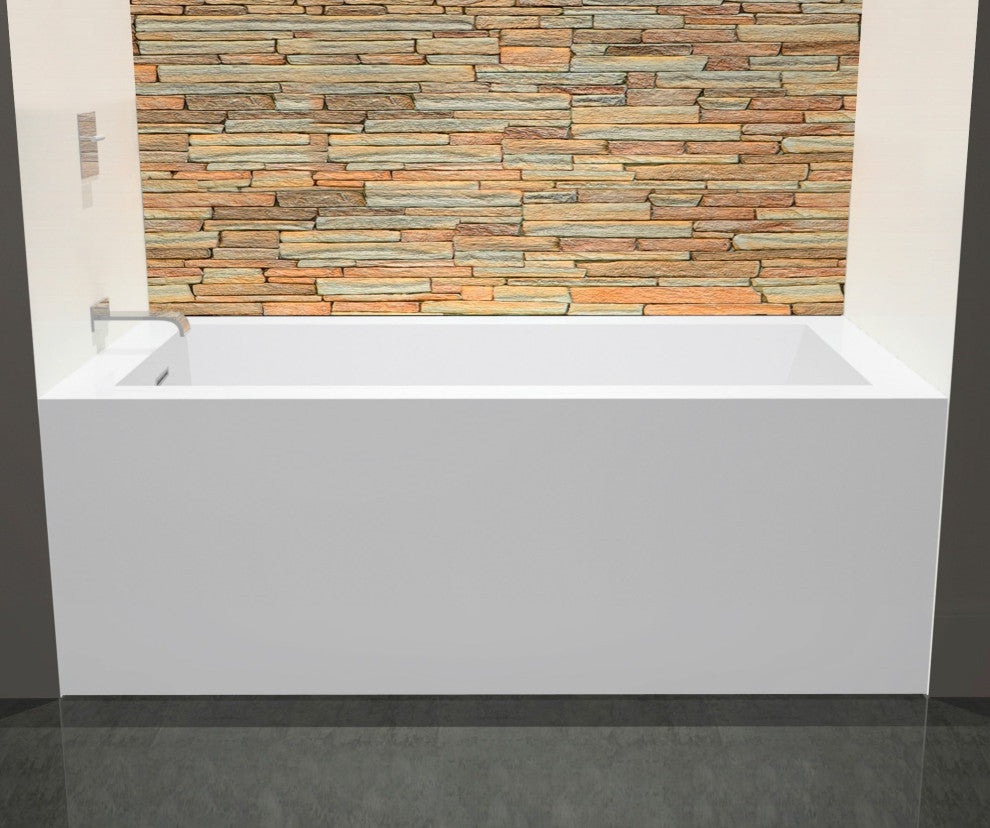 Cube Bath 11 60x32x21, Glossy, Brushed Nickel Overflow