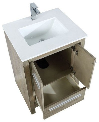 Lafarre Contemporary 24" Rustic Acacia Bathroom Vanity, Labaro Brushed Nickel Fa
