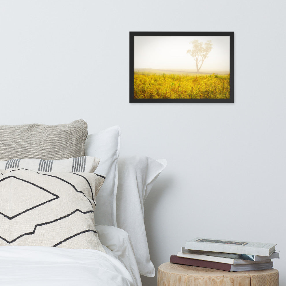 Dreams of Goldenrod and Fog Landscape Framed Photo Paper Wall Art Prints, Black, 12" X 18"