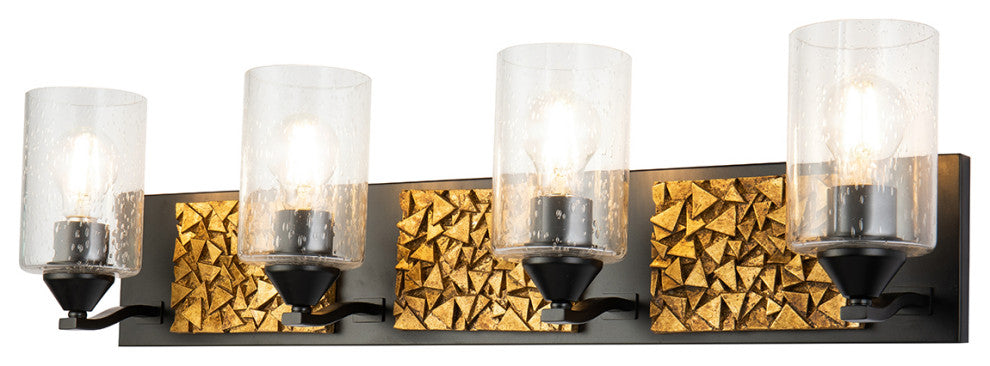 Bocage 4 Light Bath Vanity Light in Matte Black and Gold Accents