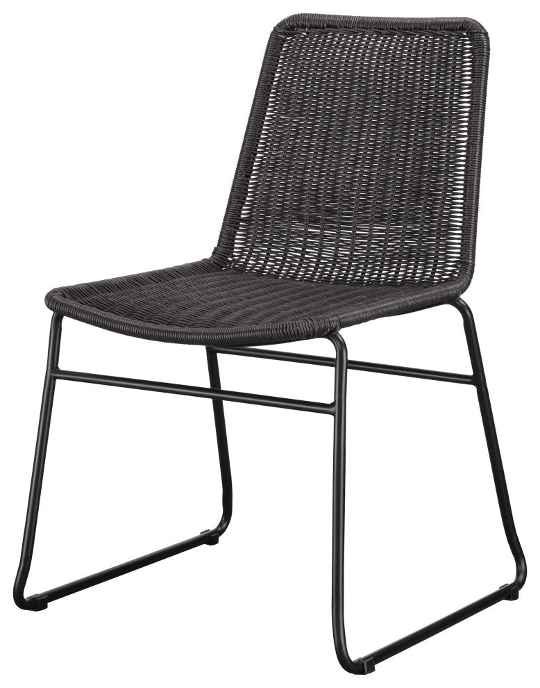 Dacy Faux Rattan Metal Dining Side Chair Brown, Set of 2