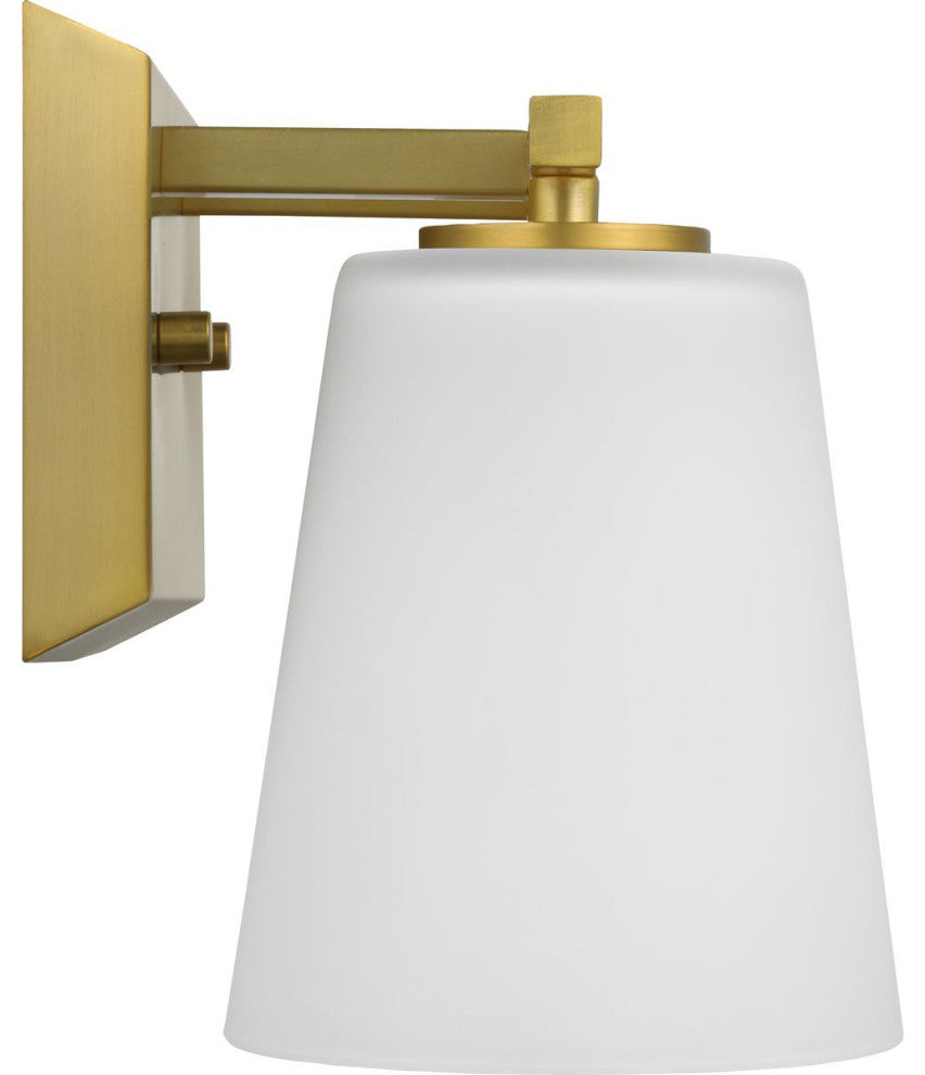Vertex Collection Two-Light Brushed Gold Etched White Glass Bath Light