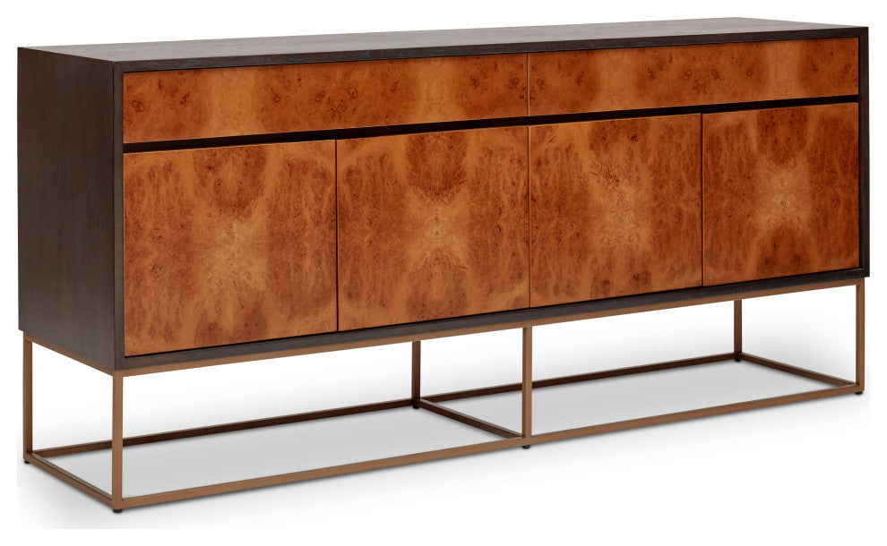 Yoga Sideboard, Oak Burl, Vintage Copper