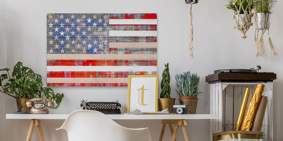 "American Dream" Painting Print on White Wood, 45"x30"