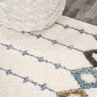 Pia Moroccan Trellis Plush Carved Multi/Cream 2'x8' Runner Rug
