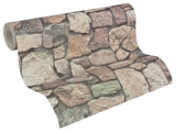 Faux Textured Wallpaper Stones, Brown Orange Gray, One Roll