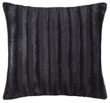 Madison Park Brushed Solid Stripe Plaited Long Fur Square Pillow, Black