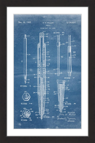 "Pencil 1955 Blueprint" Framed Painting Print