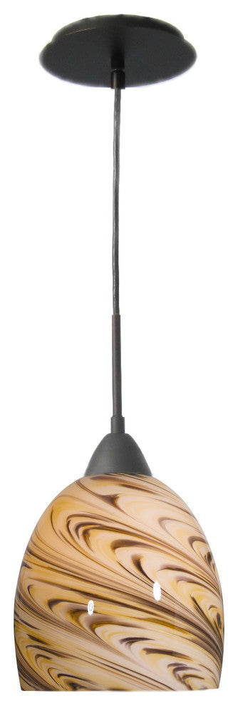 Woodbridge Lighting Art Glass 1 Light Steel Mini Pendant in Metallic Bronze