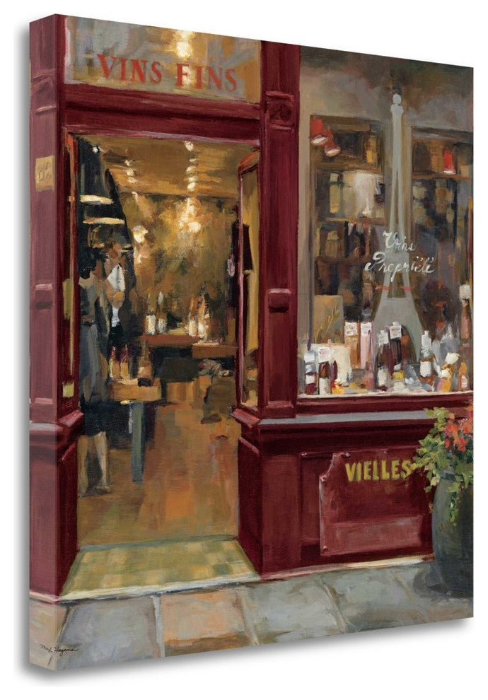 "Parisian Wine Shop Red Crop" By Marilyn Hageman, Giclee on Gallery Wrap Canvas