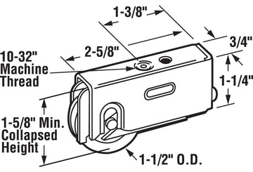 Sliding Door Roller Assembly, 1-1/2" Steel Ball Bearing