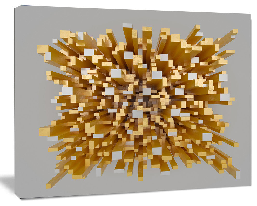 Golden Fragments 3D Design, Abstract Canvas Wall Art, 20"x12"