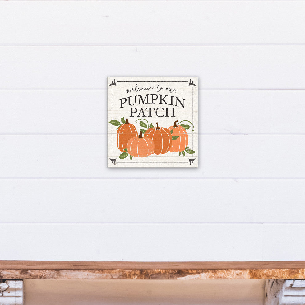 Welcome to Our Pumpkin Patch - White 12x12 Canvas Wall Art