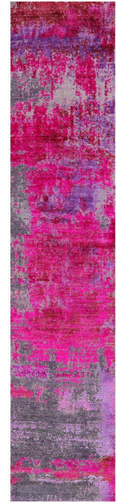 Runner Wool and Silk Modern Handmade Rug 2' 6" X 12' 0" Q9083