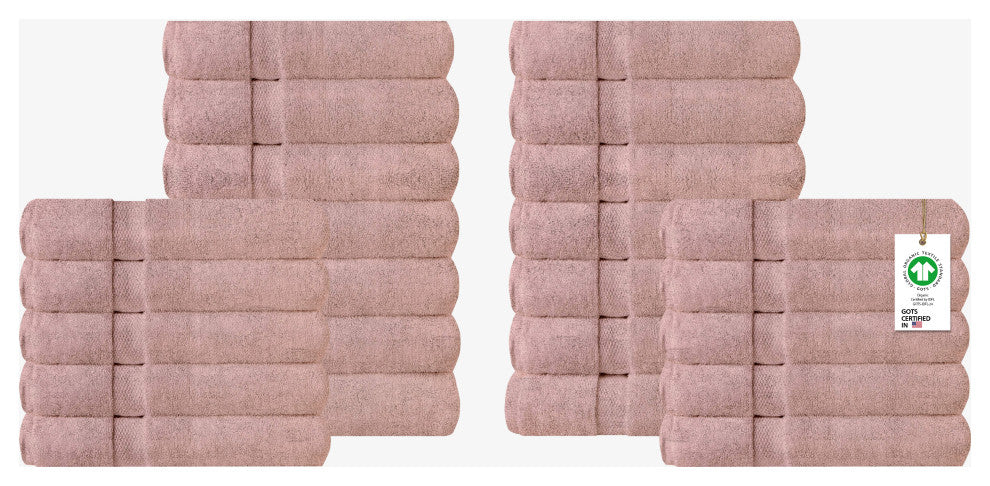 Organic Cotton Feather Touch Quick Dry Wash Cloth, Rose Dust, Pack 24