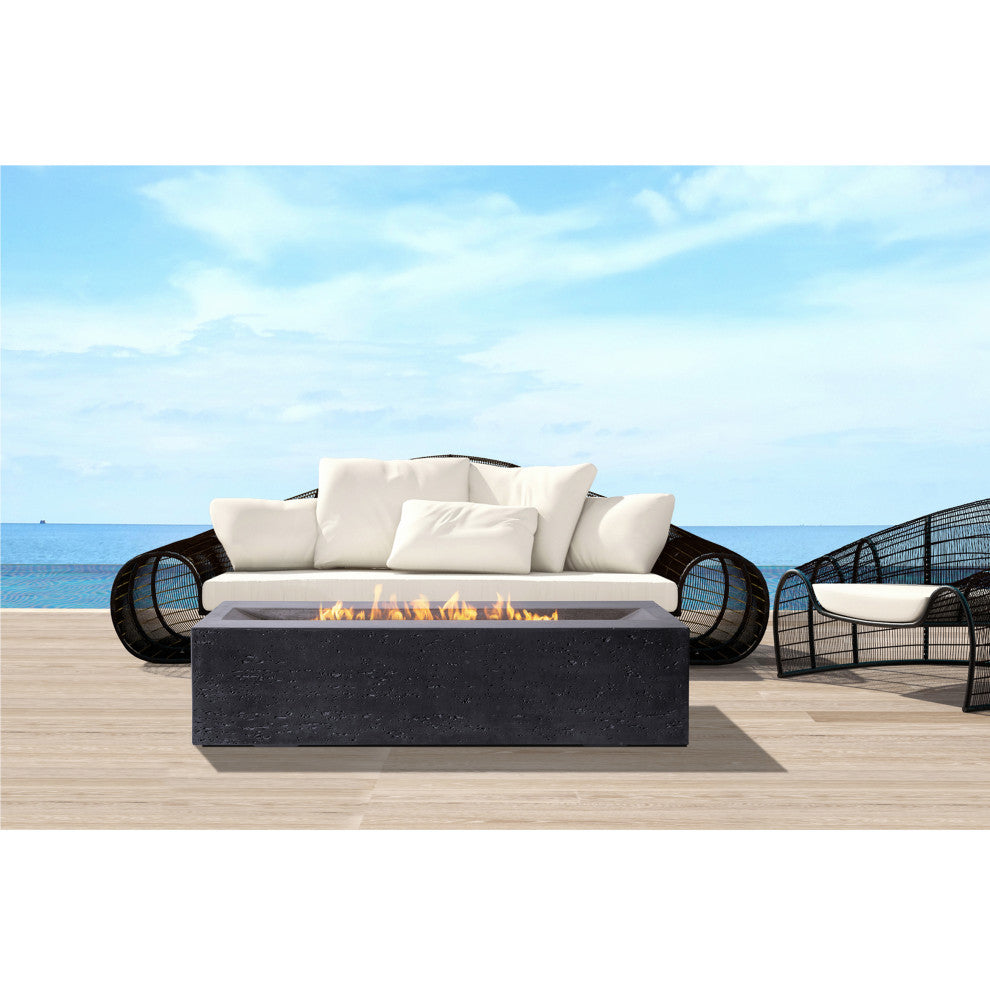 Pyromania Millenia Concrete Fire Pit Table, 48"x30", Charcoal Gray, Propane