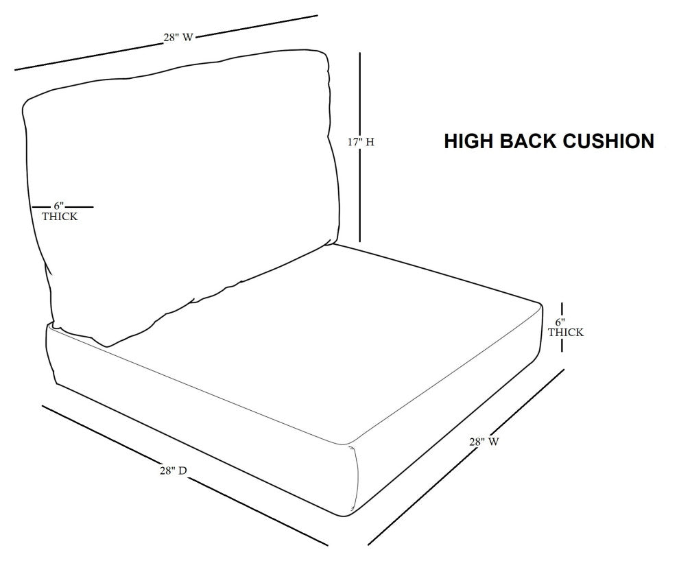 6" High Back Cushions for Chairs