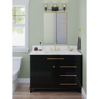 3-Light Clear Glass New Traditional Bath Vanity Light, Matte Black