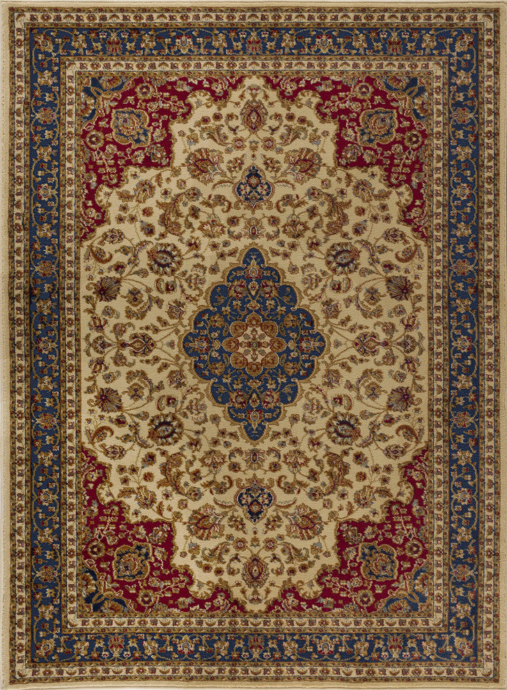 Kirsten Transitional Border Area Rug, Ivory, 6'7'' X 9'6''