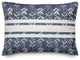 Navy with White Stripes and Leaves 14x20 Outdoor Throw Pillow