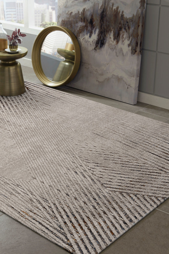 KAS Inspire 7504 Ivory/Gray Parker Area Rug, 5'3"x7'7"