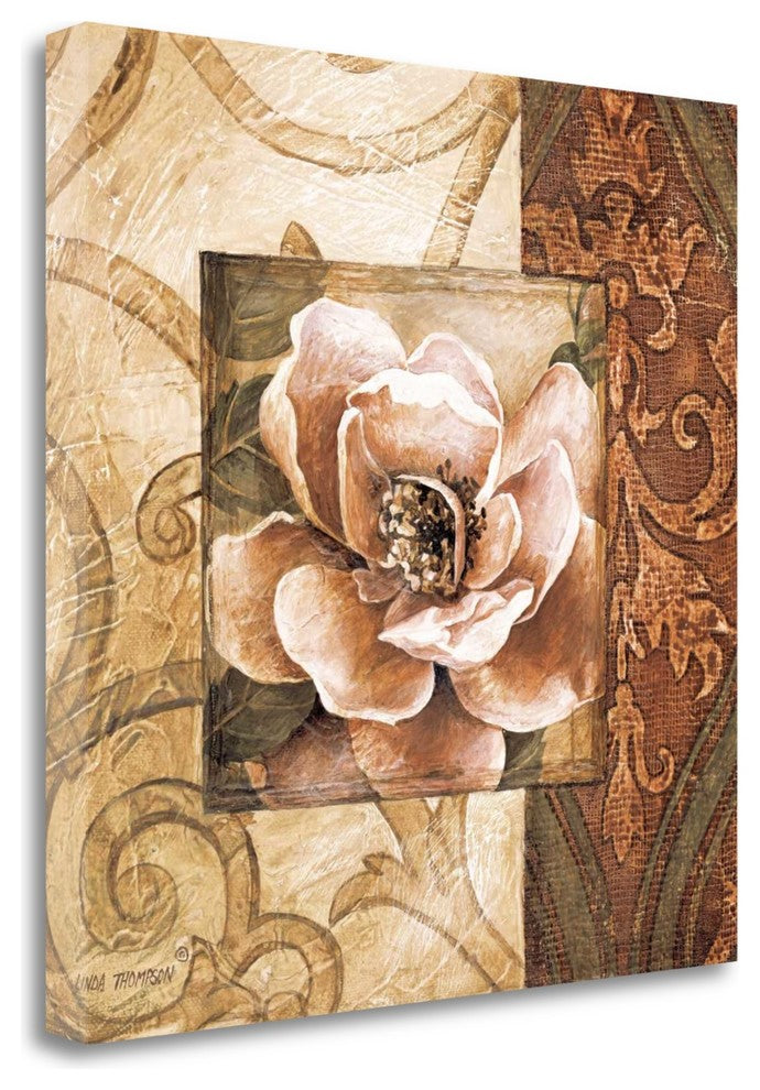 "Linen Roses II" By Linda Thompson, Giclee Print on Gallery Wrap Canvas