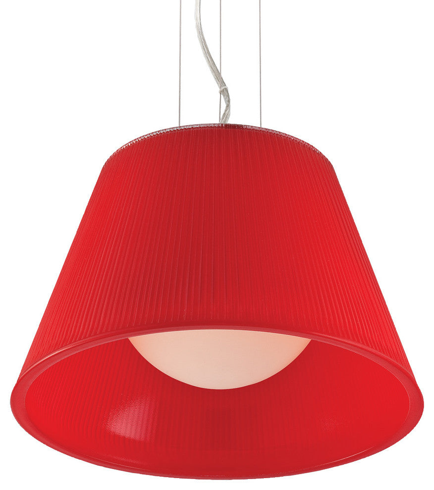 Ribo 1 Light Small Pendant Chrome Finish Red Shade