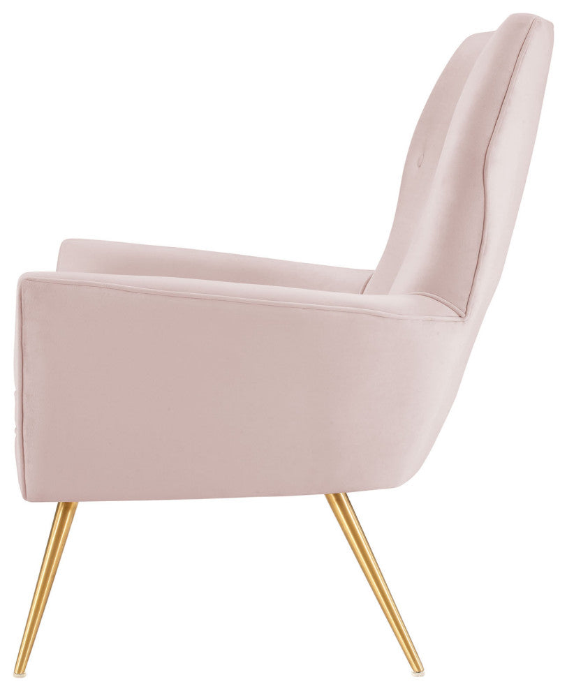 Armchair Accent Tufted Chair, Pink, Velvet, Modern, Mid Century Hotel Lounge