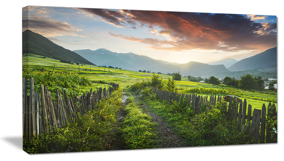 Green Georgian Mountain Valley, Landscape Canvas Art Print, 60"x28"