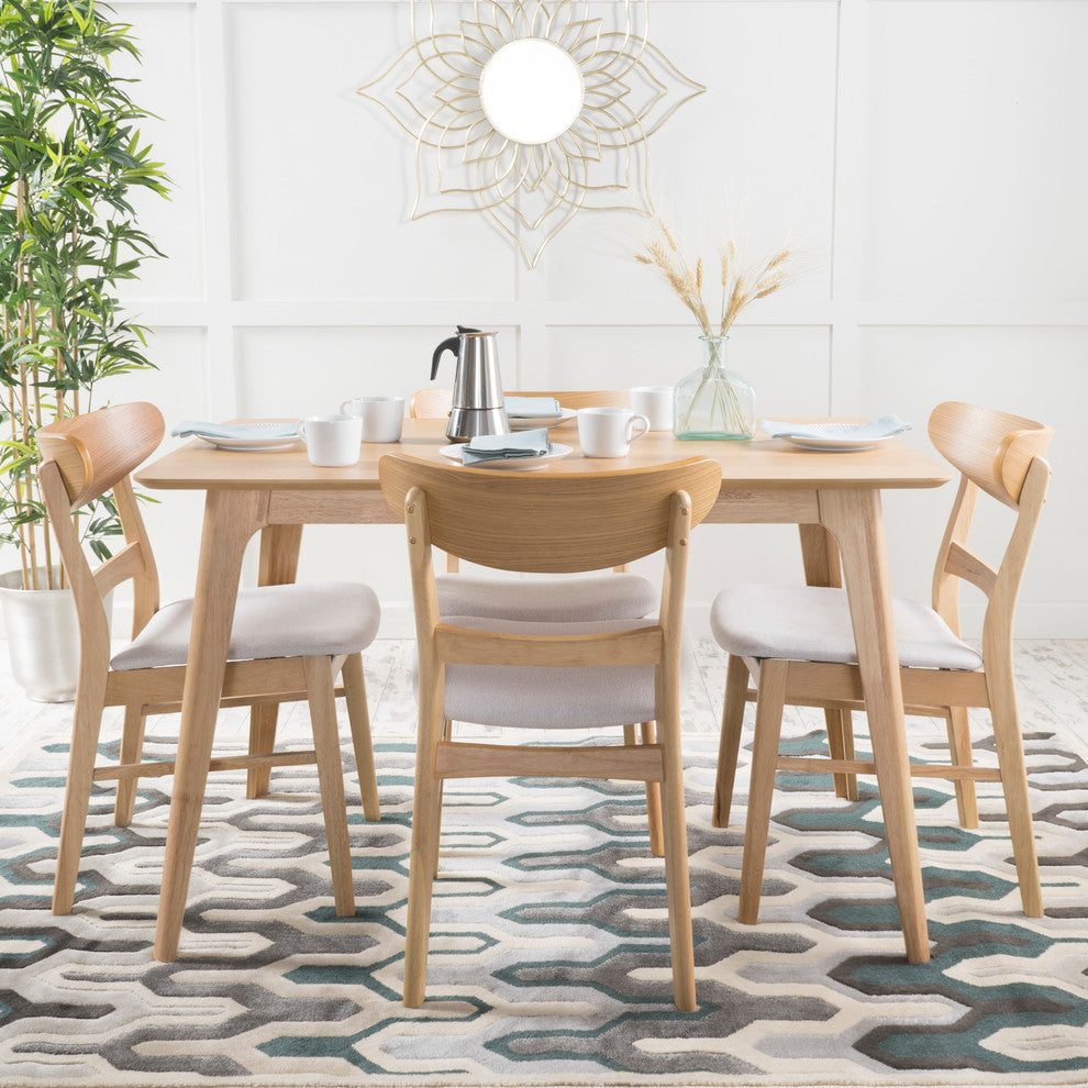 GDF Studio Mid-Century Modern 5 Piece Dining Set, Beige