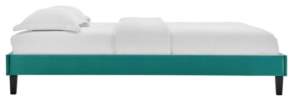 Reign Full Performance Velvet Platform Bed Frame-Teal
