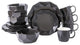 Stone Lain Jamie Porcelain 16 Piece Dinnerware Set, Black