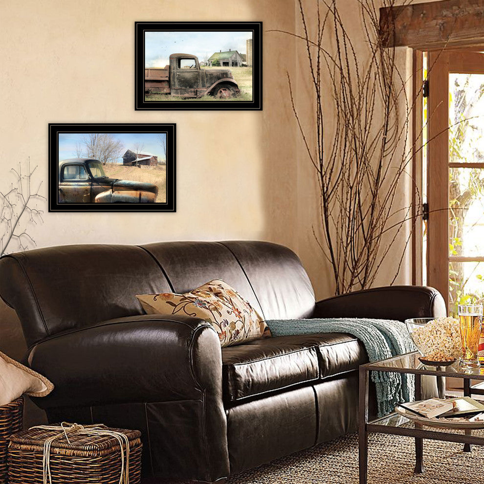 "Vintage Farm Trucks" 2-Piece Vignette by Lori Deiter, Black Frame