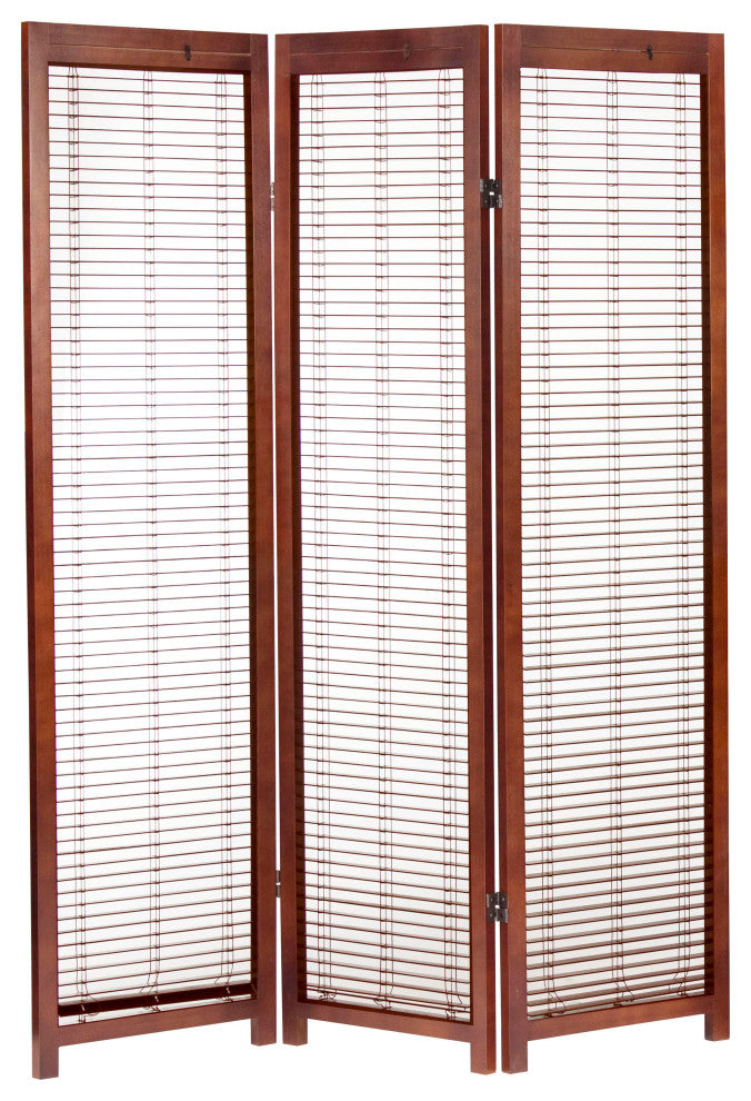 6' Tall Adjustable Shutter Room, Walnut, 3 Panel