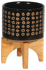 Ceramic 5.25" Planter On Stand, Brown