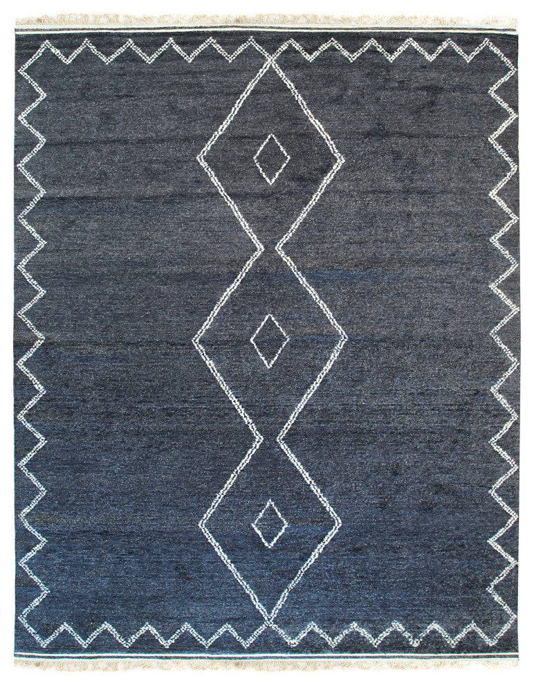 EORC Charcoal Hand Knotted Wool Moroccan Berber Moroccan Rug 9'x12'