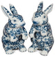 Blue and White Porcelain Rabbit Chinese Statue Set