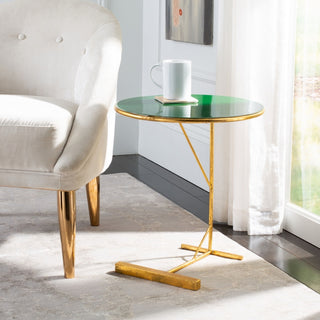 Safavieh Sionne Round C Table, Hunter Green/Gold