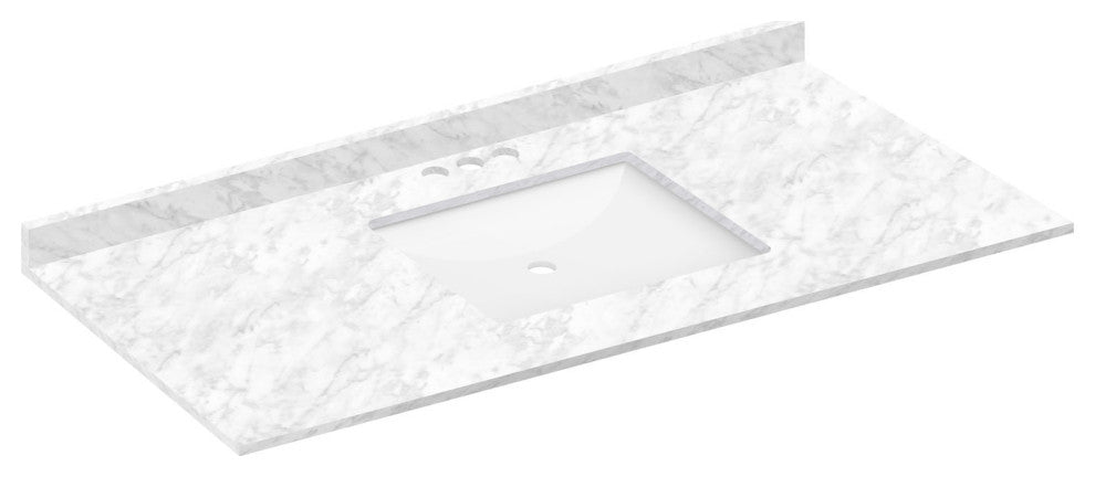 Cara White Vanity Top With Square Sink, 49"x22", 4" Faucet Spread