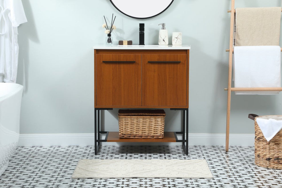 Sue 30" Single Bathroom Vanity, Teak