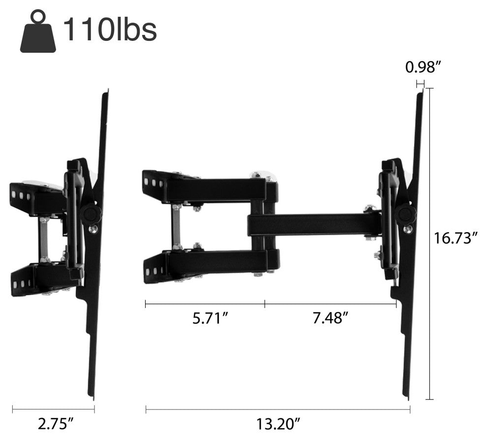 Full Motion Double-arm TV Wall Mount Bracket for 20 to 60" Screens