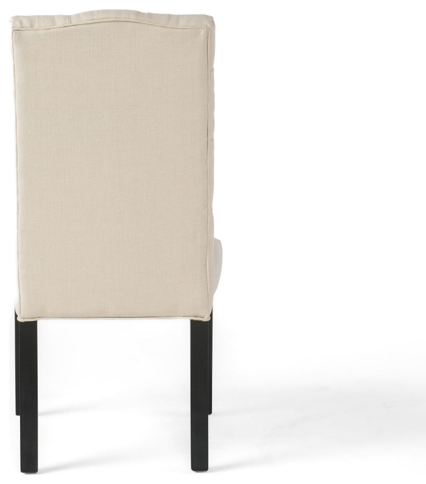 GDF Studio Prince Fabric Dining Chair, Set of 2, Natural Plain
